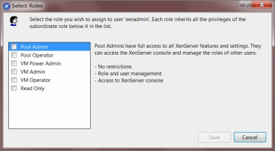 図4:XenCenter管理ユーザーへのロール設定
